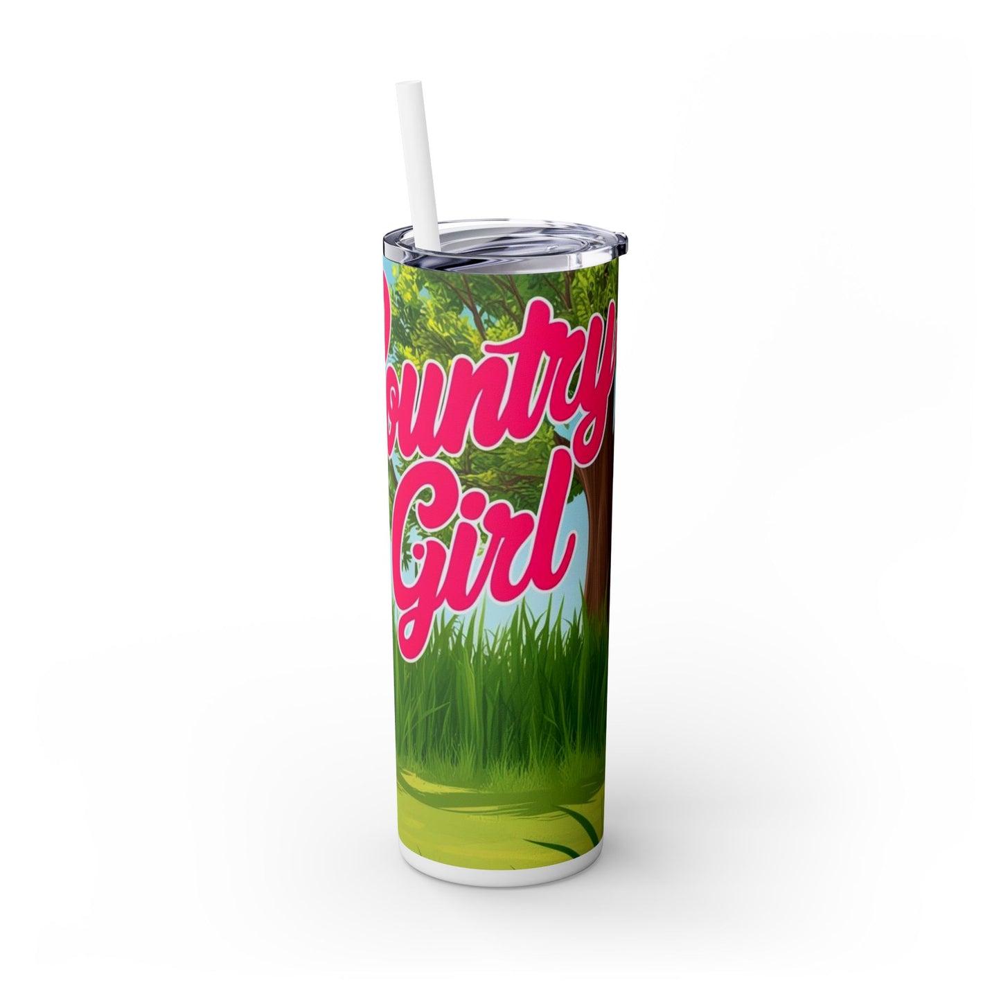 Country Girl Skinny Tumbler with Straw, 20oz