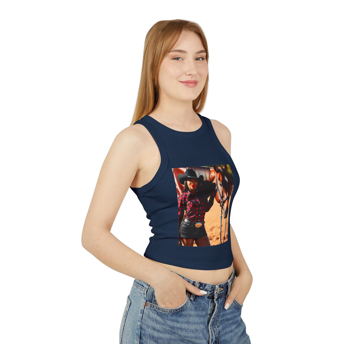 Black Beauty Micro Rib Racer Tank Top