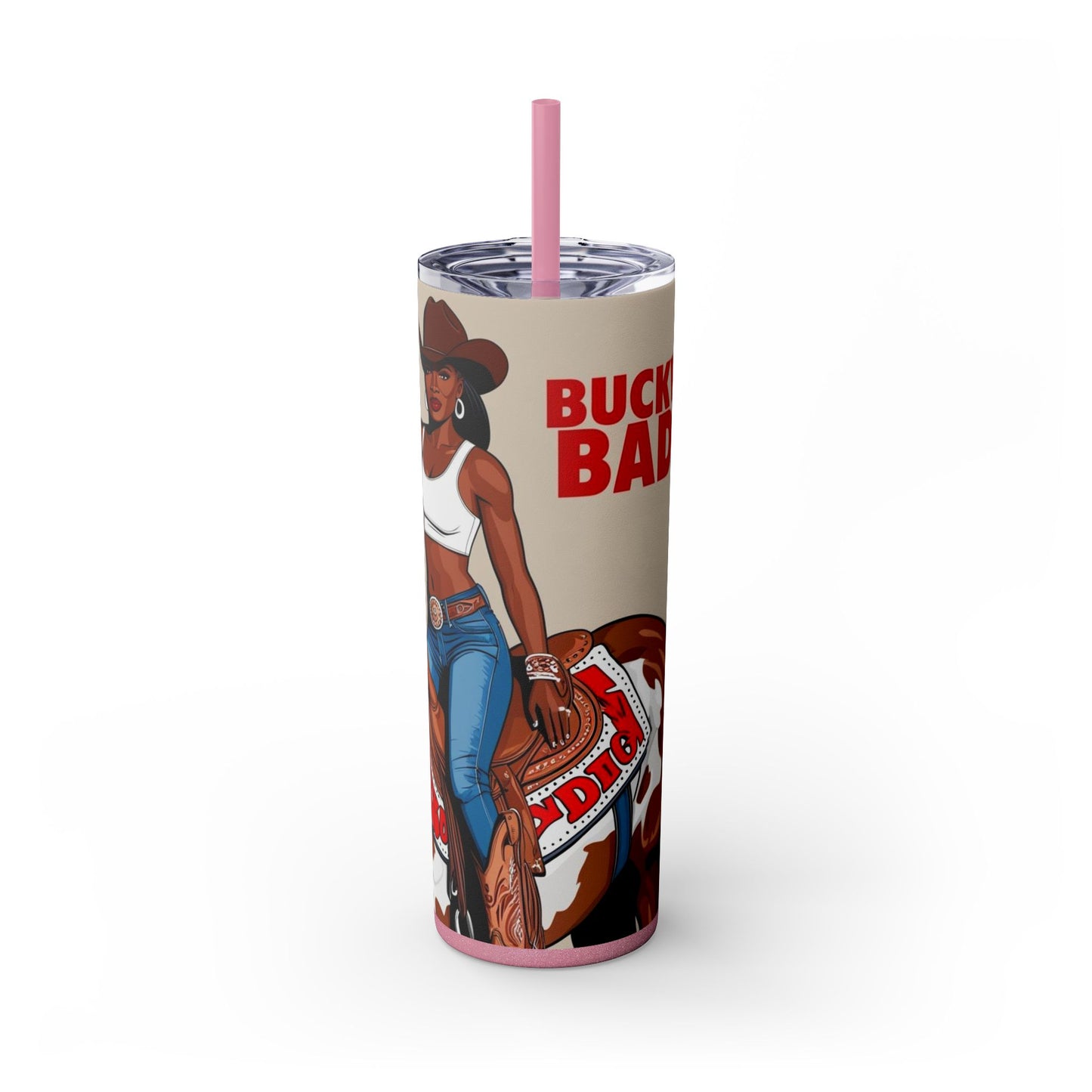 Buckwild Baddie Skinny Tumbler with Straw, 20oz
