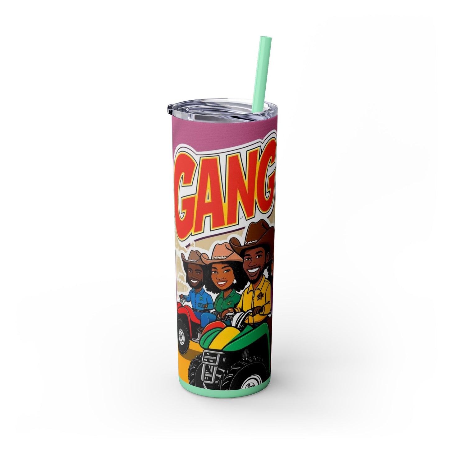 Group ATV Cartoon Skinny Tumbler with Straw 20oz