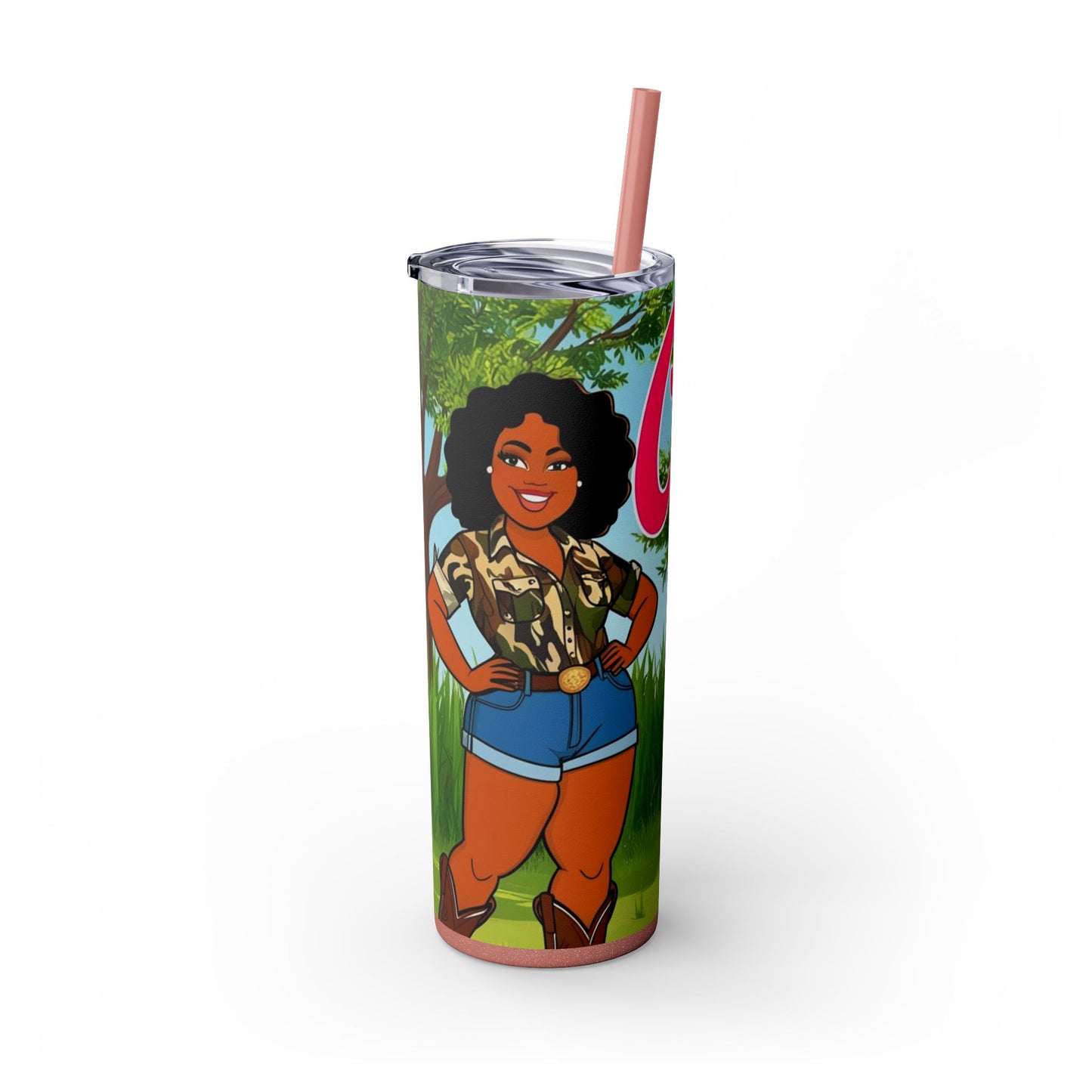 Country Girl Skinny Tumbler with Straw, 20oz