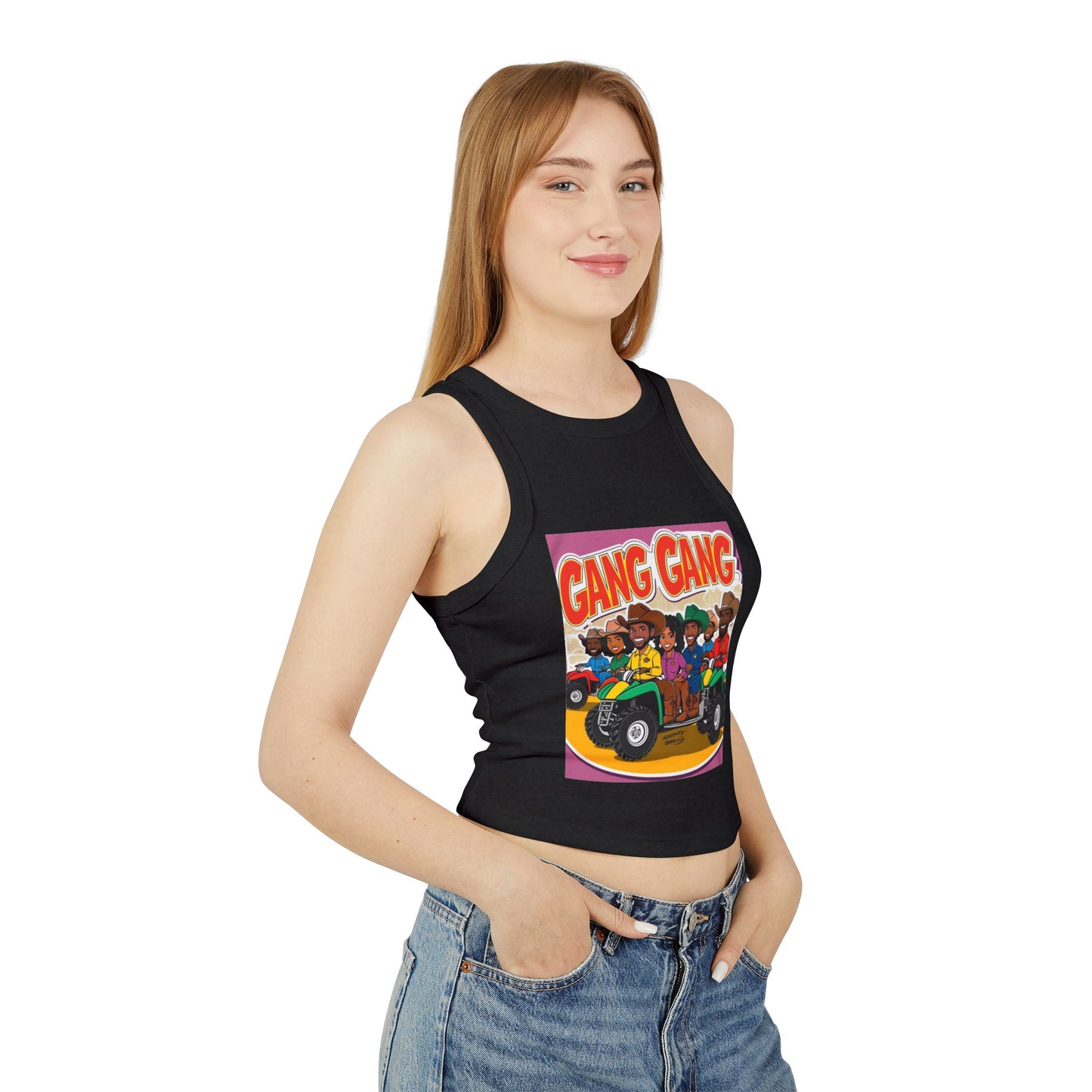 Group ATV Cartoon Micro Rib Racer Tank Top