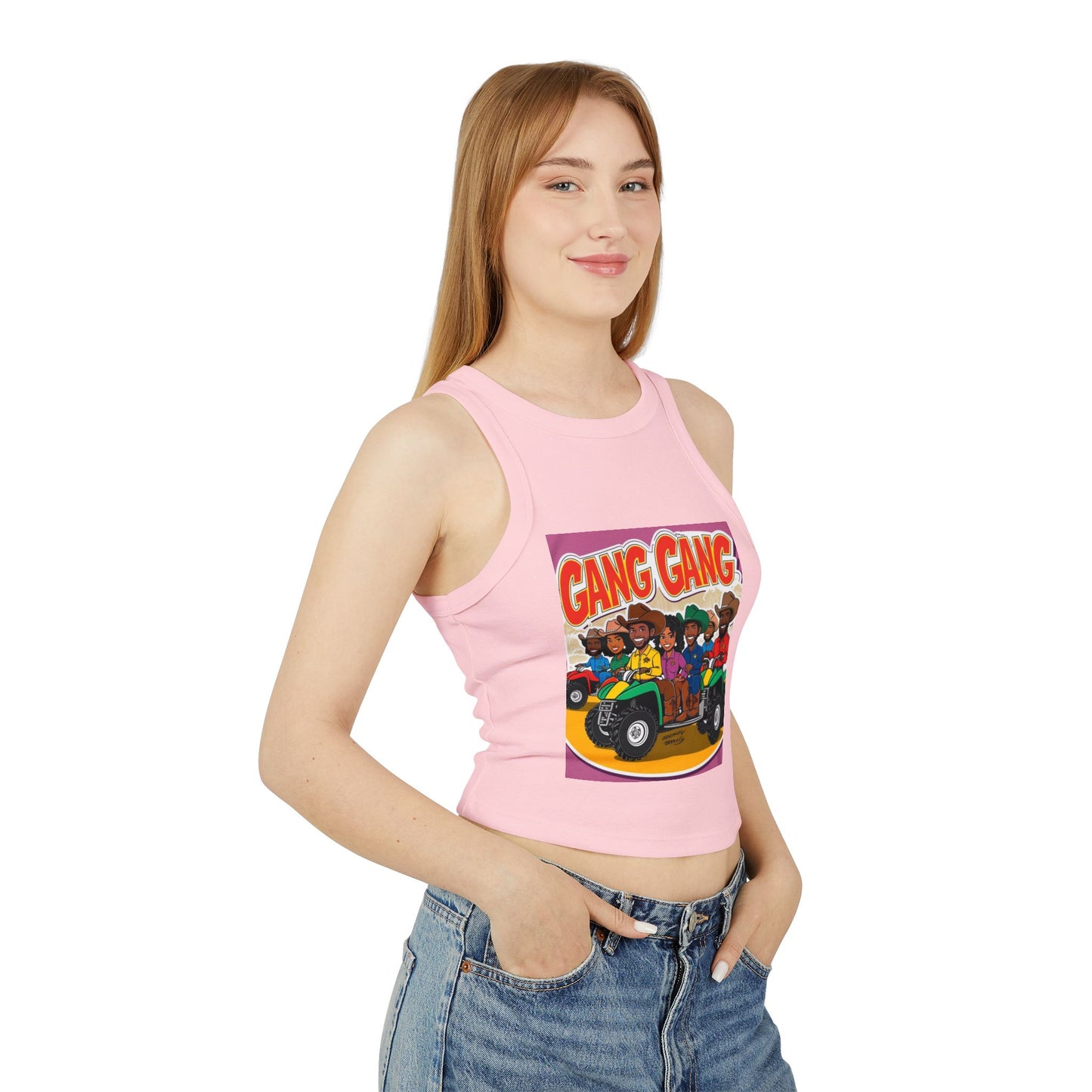 Group ATV Cartoon Micro Rib Racer Tank Top