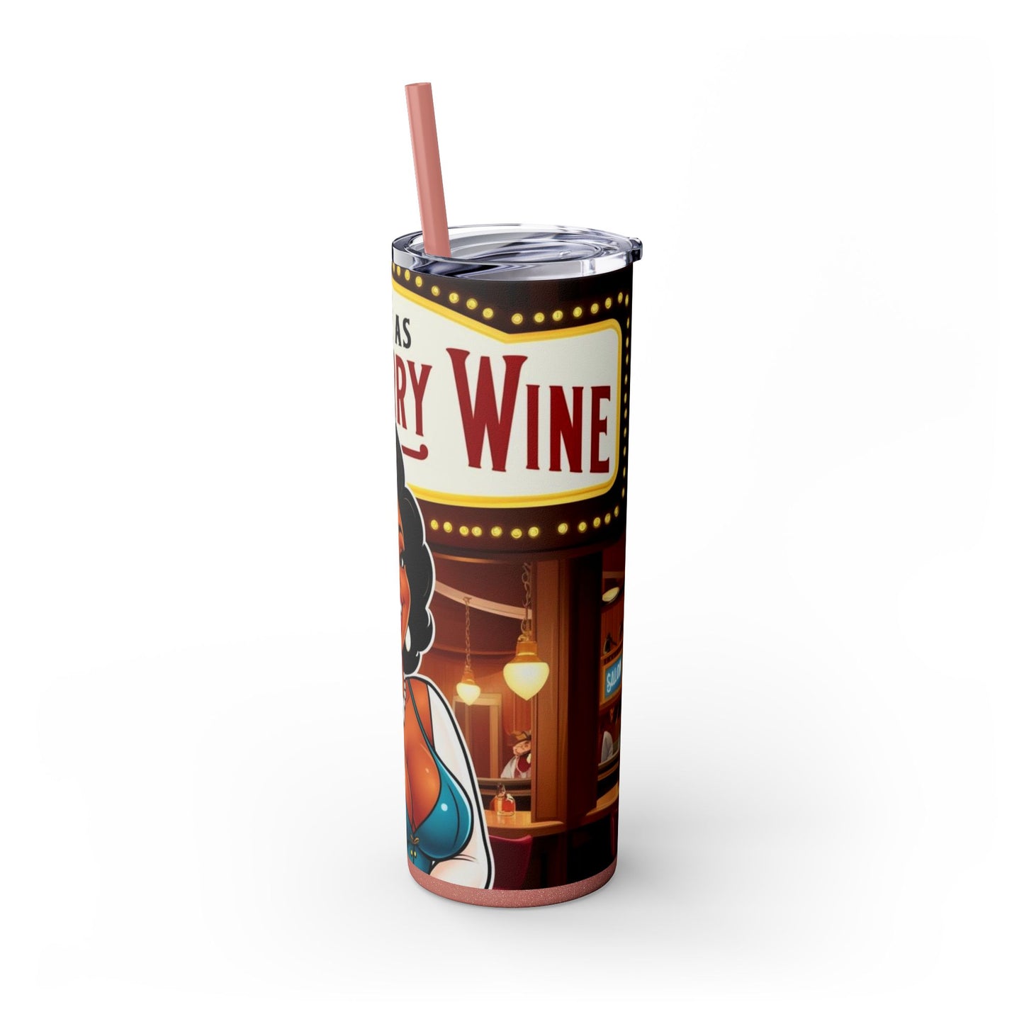 Sweet as Strawberry Wine Skinny Tumbler with Straw, 20oz