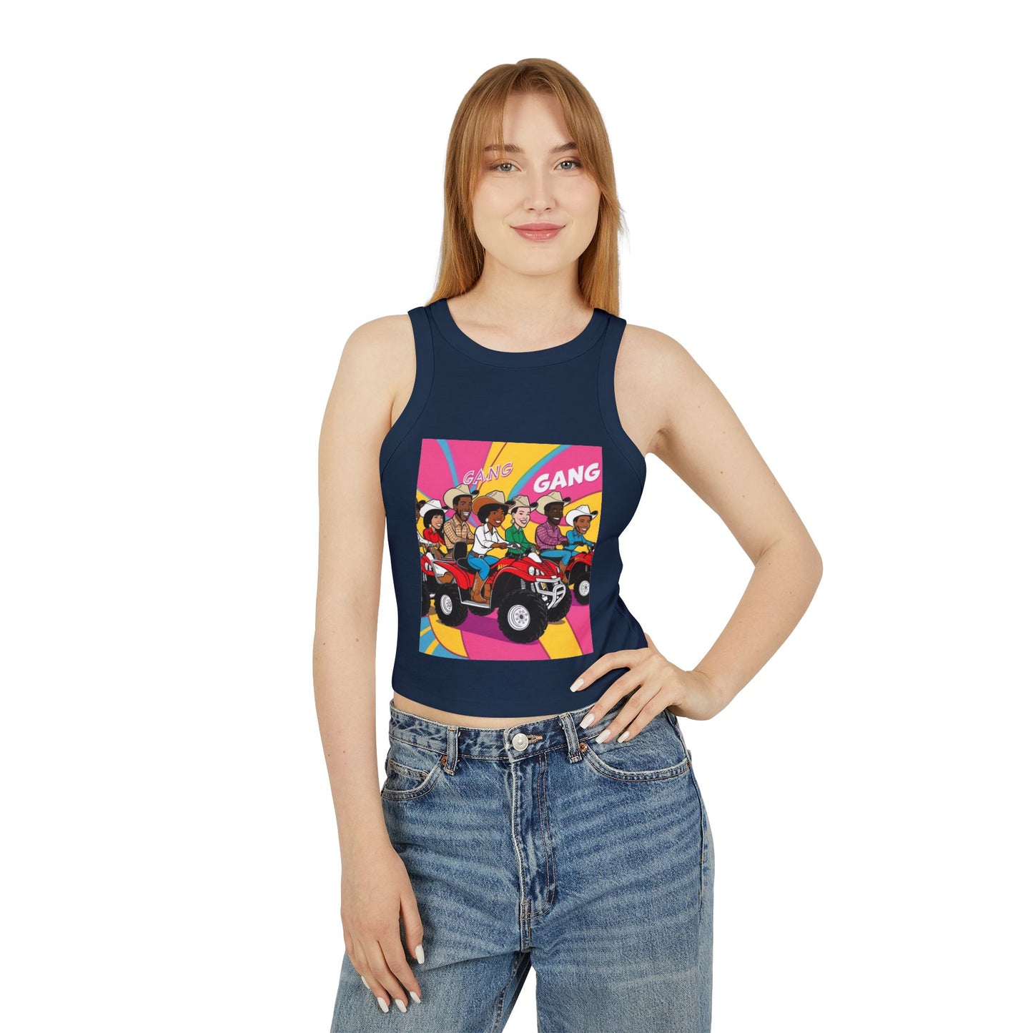 Retro Quad Gang Women's Micro Rib Racer Tank Top