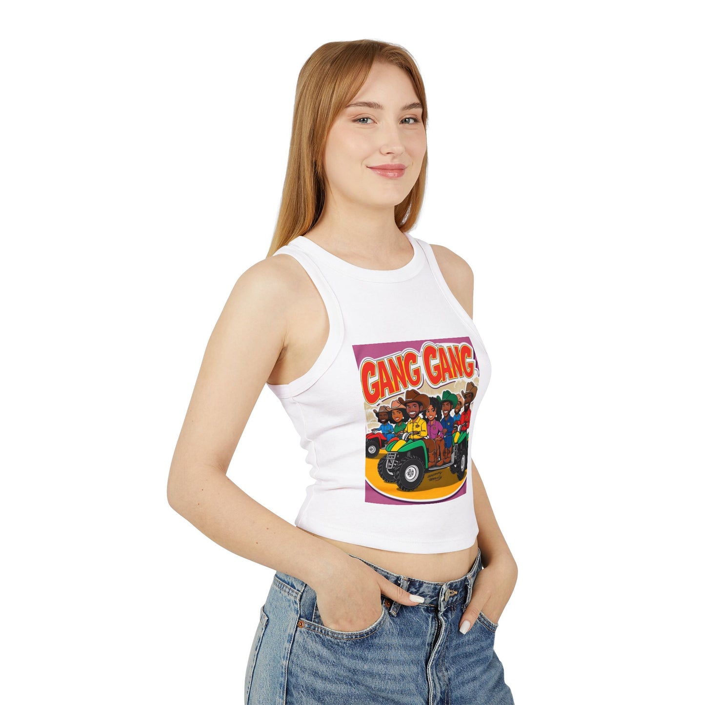 Group ATV Cartoon Micro Rib Racer Tank Top