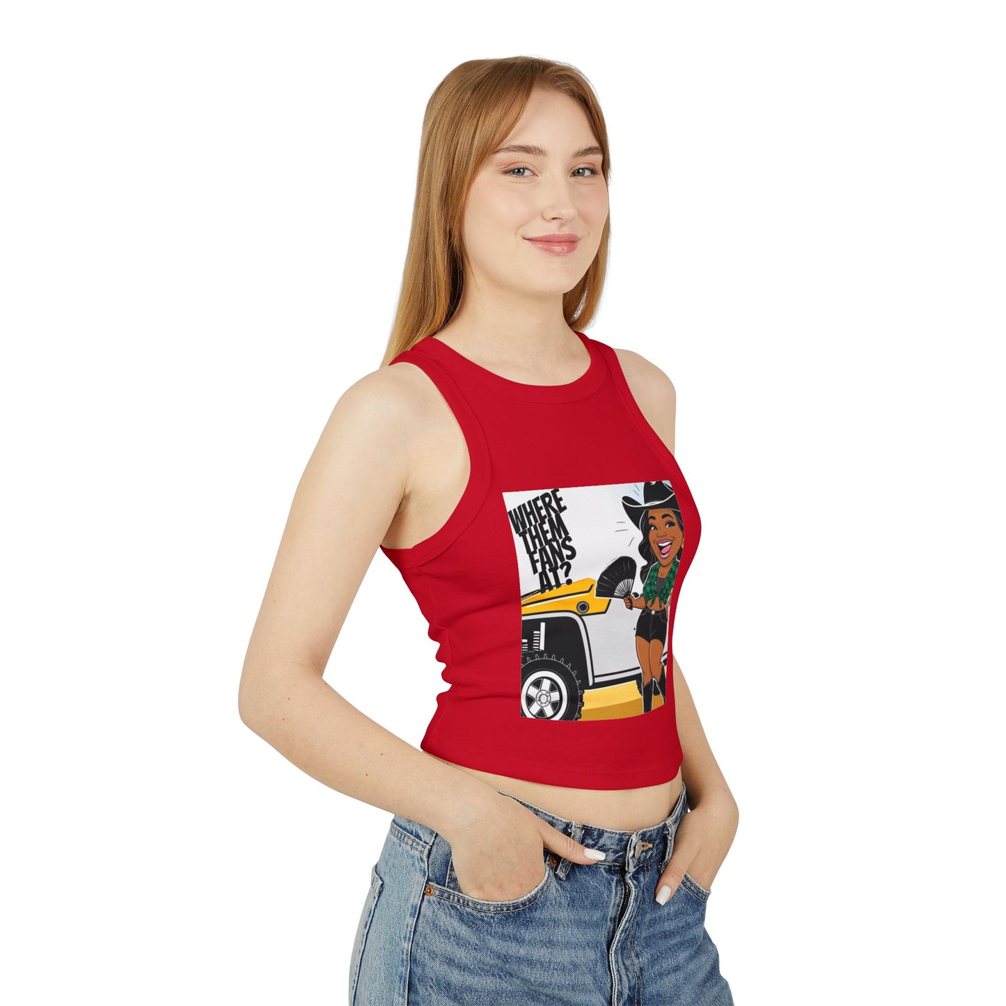 Where Them Fans At? Women's Micro Rib Racer Tank Top