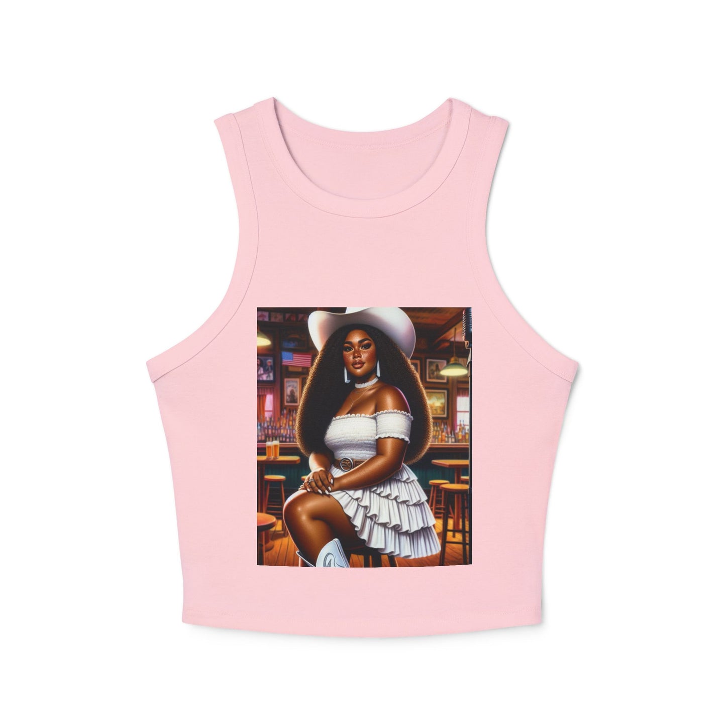 Saloon Sweetie Women's Micro Rib Racer Tank Top - Perfect for Summer Celebrations