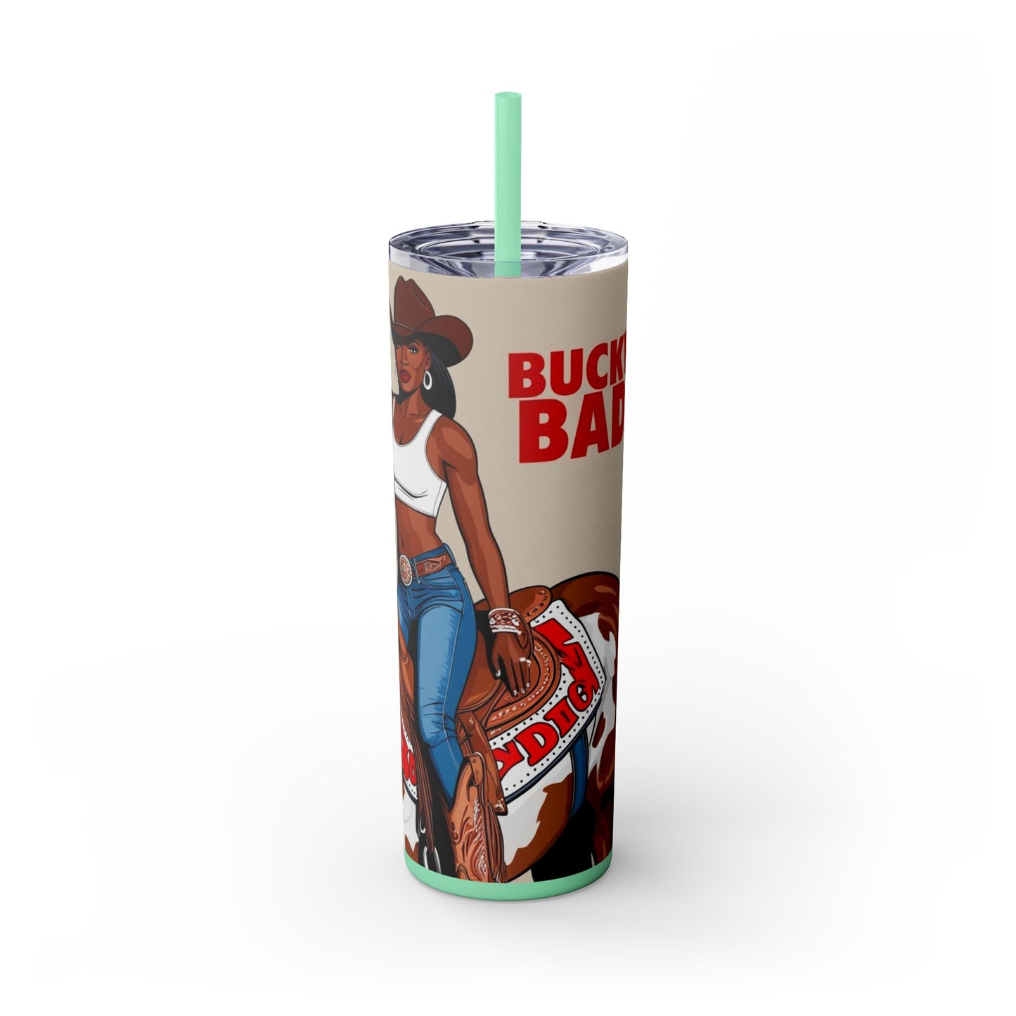 Buckwild Baddie Skinny Tumbler with Straw, 20oz