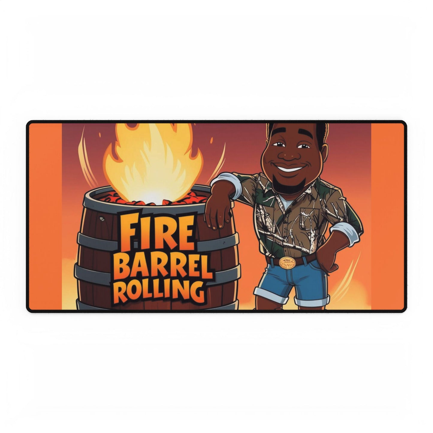 Fire Barrel Rolling Desk Mat