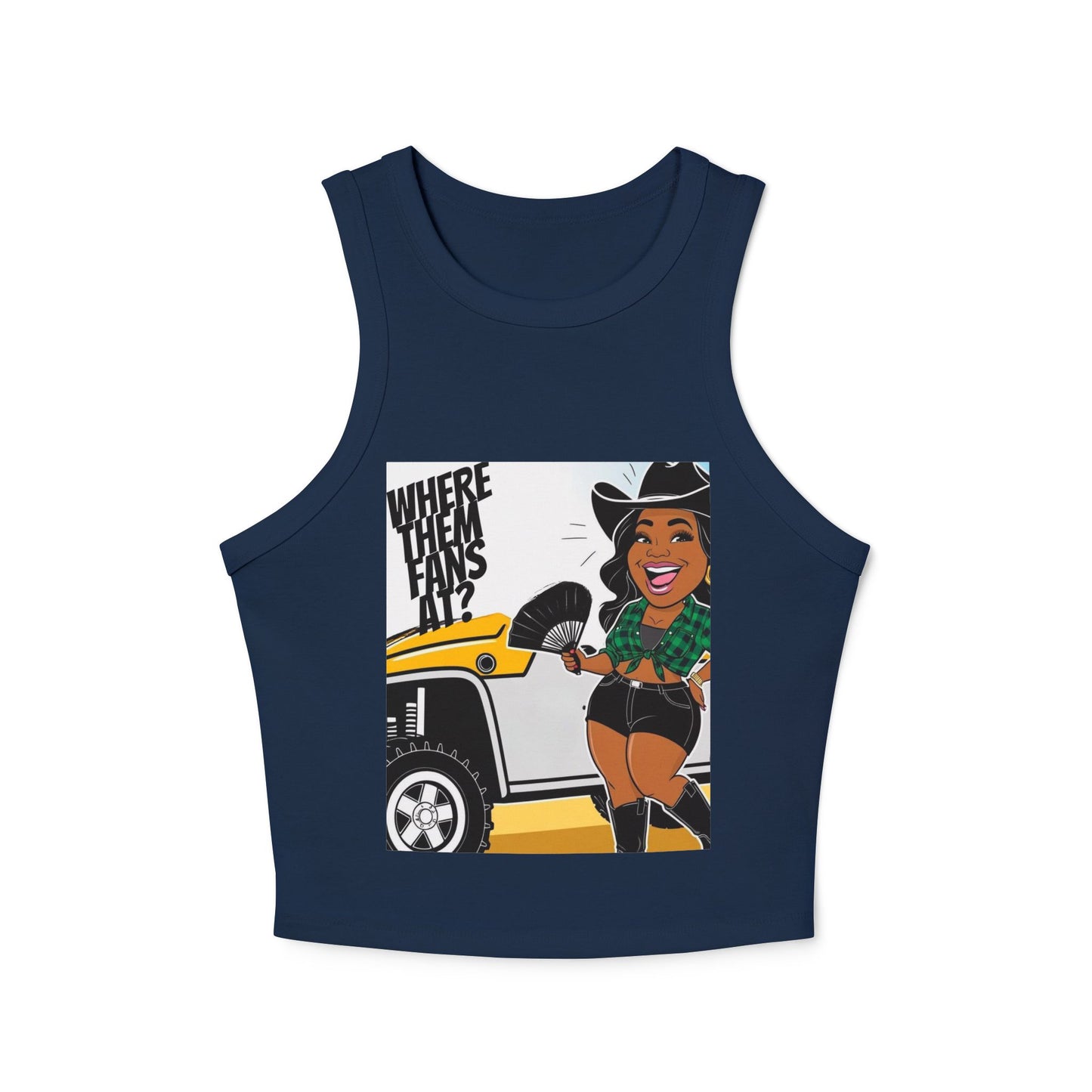 Where Them Fans At? Women's Micro Rib Racer Tank Top