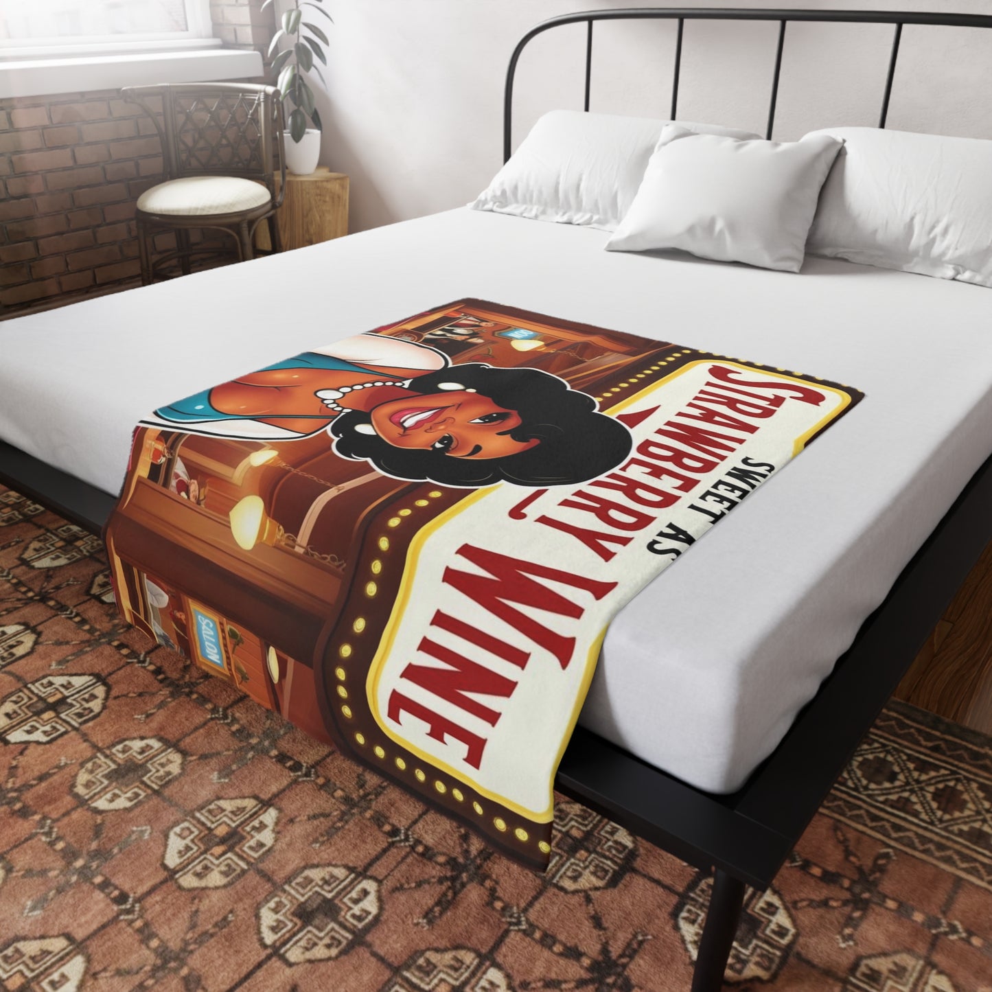 Sweet As Strawberry Wine Plush Fleece Blanket