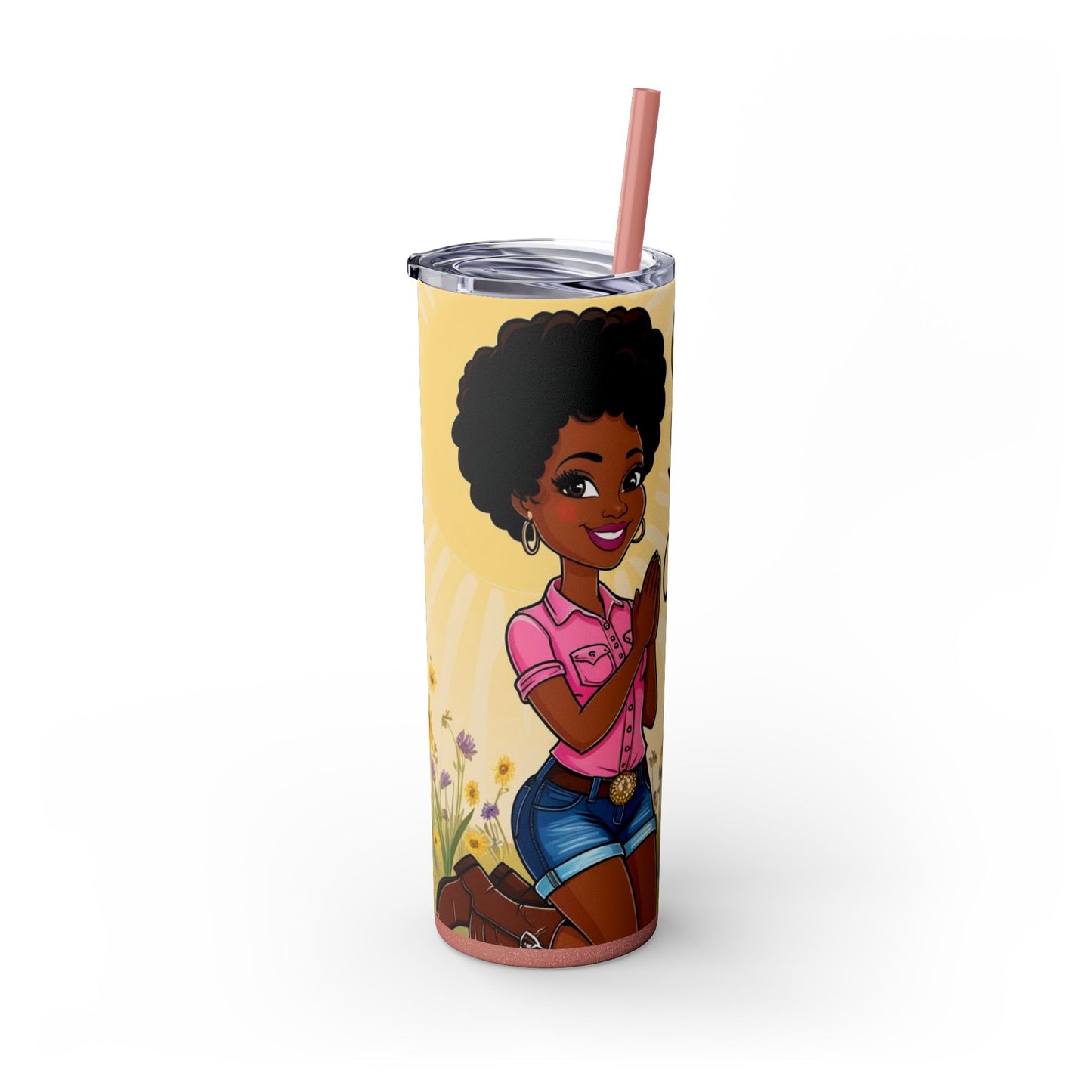 Prayer Warrior Skinny Tumbler with Straw, 20oz