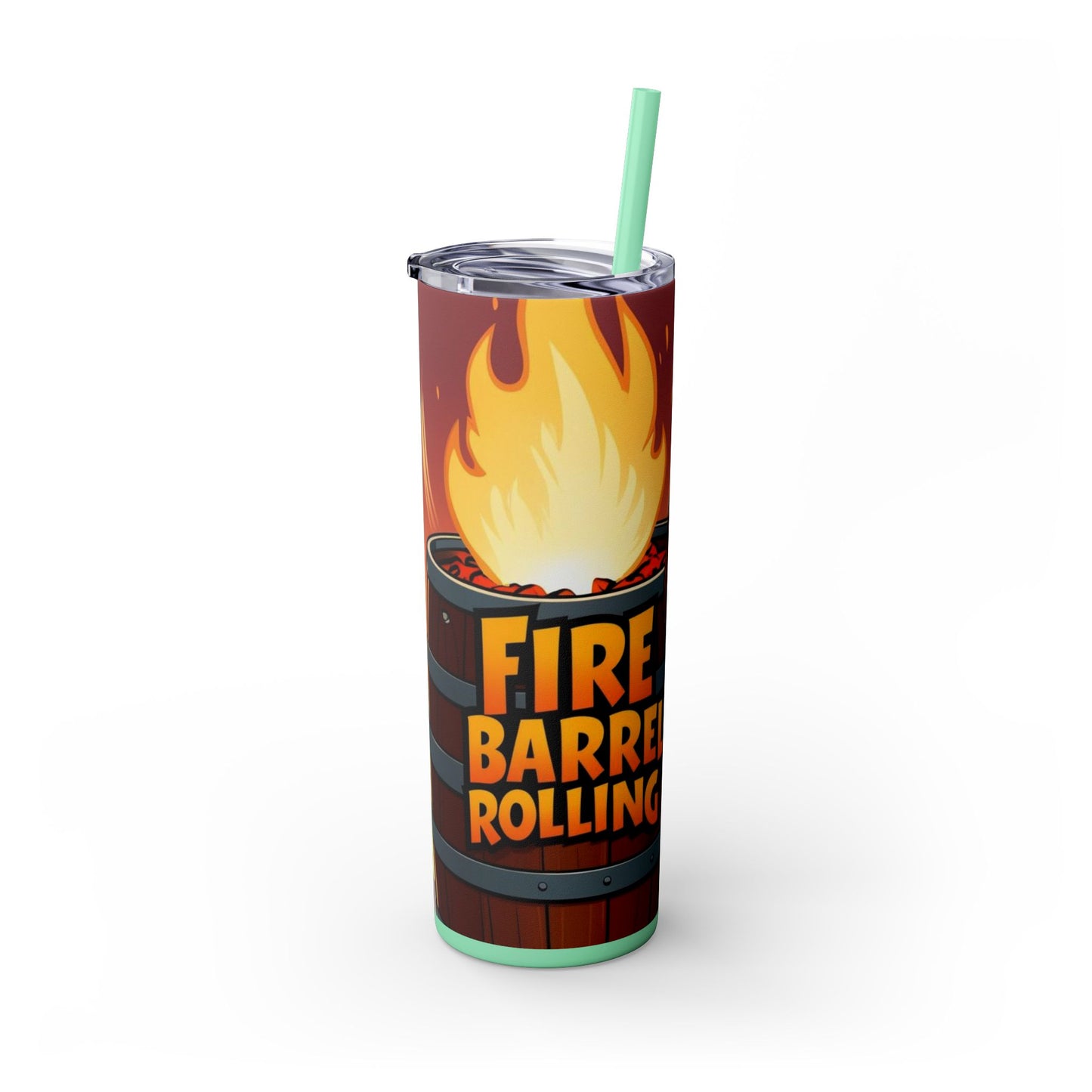 Fire Barrel Rolling 20oz Skinny Tumbler with Straw