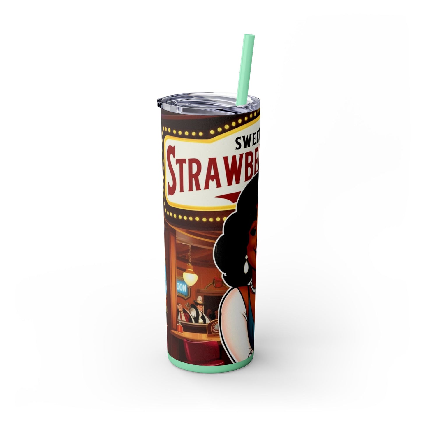 Sweet as Strawberry Wine Skinny Tumbler with Straw, 20oz