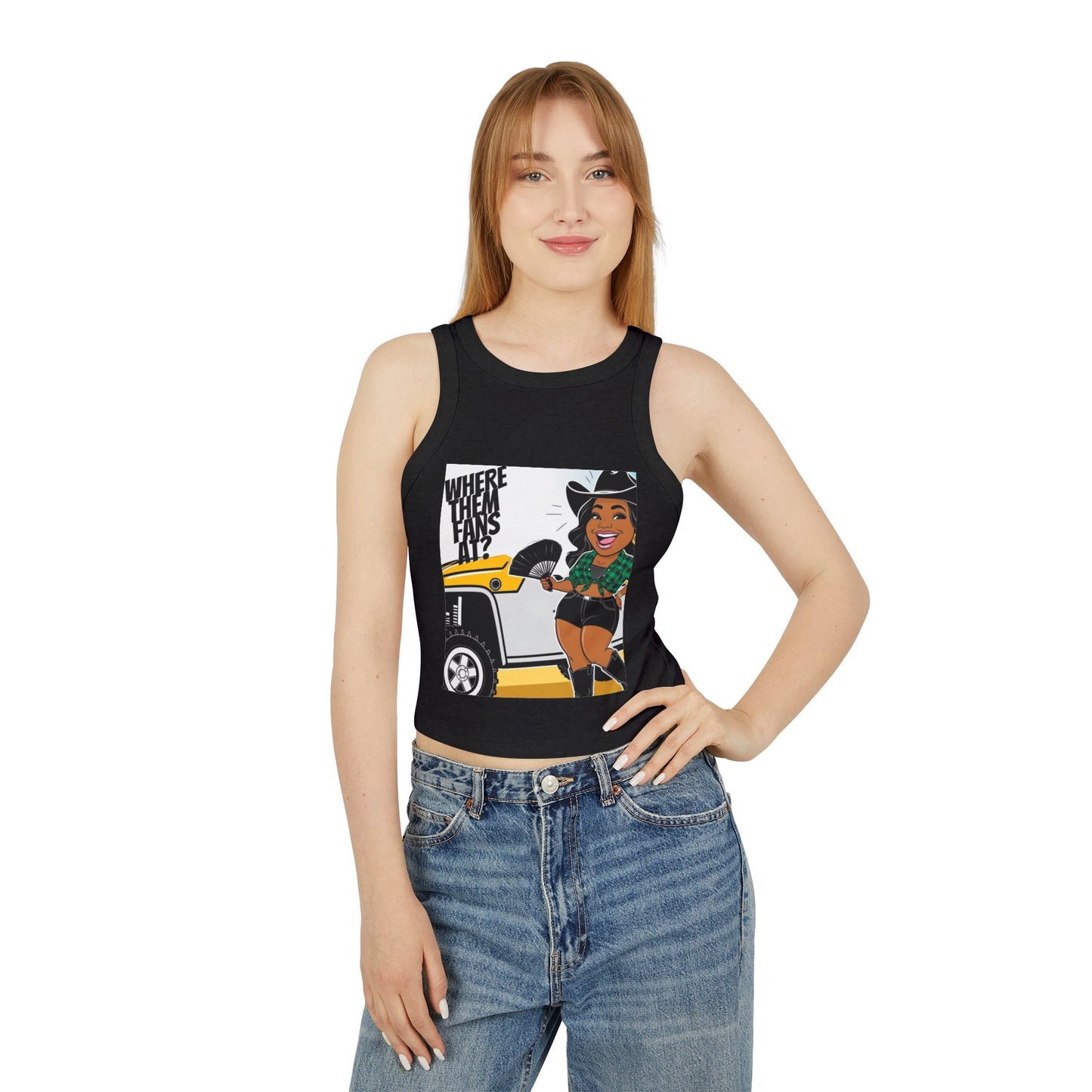 Where Them Fans At? Women's Micro Rib Racer Tank Top