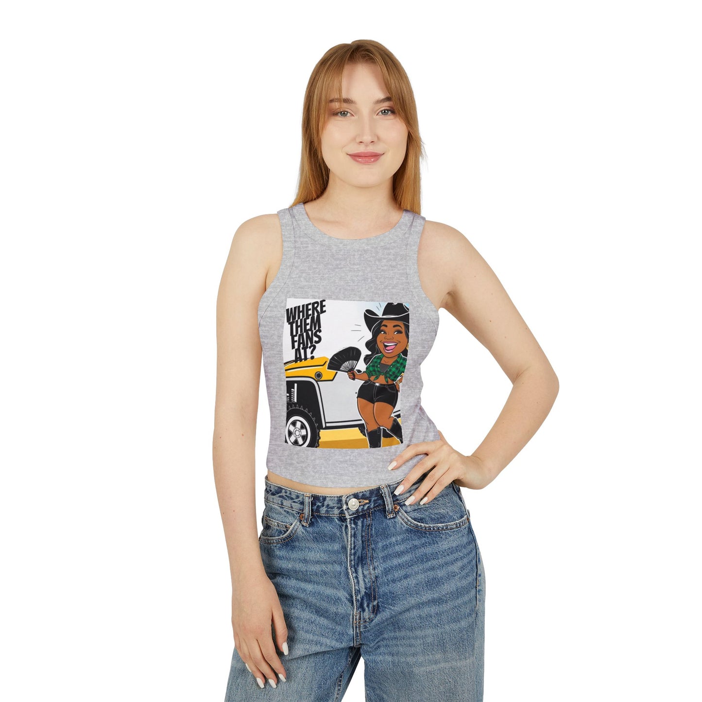 Where Them Fans At? Women's Micro Rib Racer Tank Top