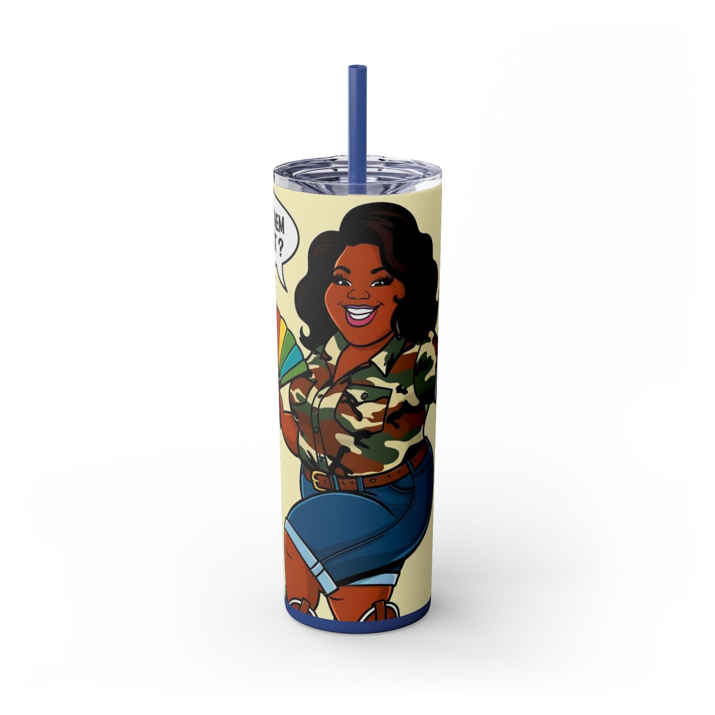 Where Them Fans At? Skinny Tumbler with Straw, 20oz