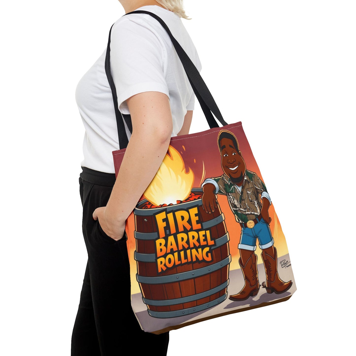 Fire Barrel Rolling Tote Bag