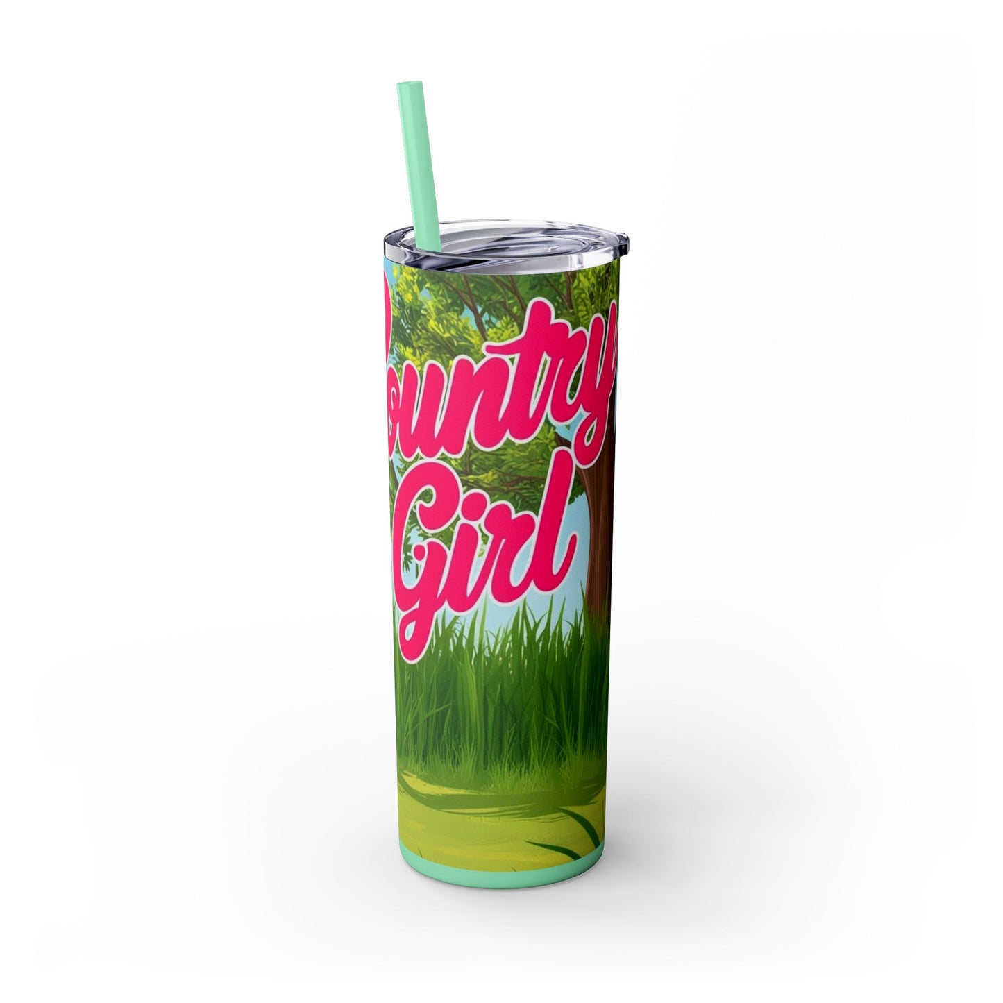 Country Girl Skinny Tumbler with Straw, 20oz