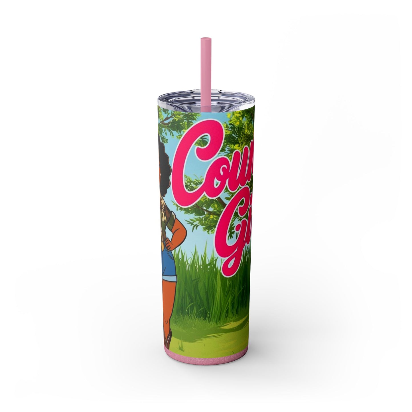 Country Girl Skinny Tumbler with Straw, 20oz