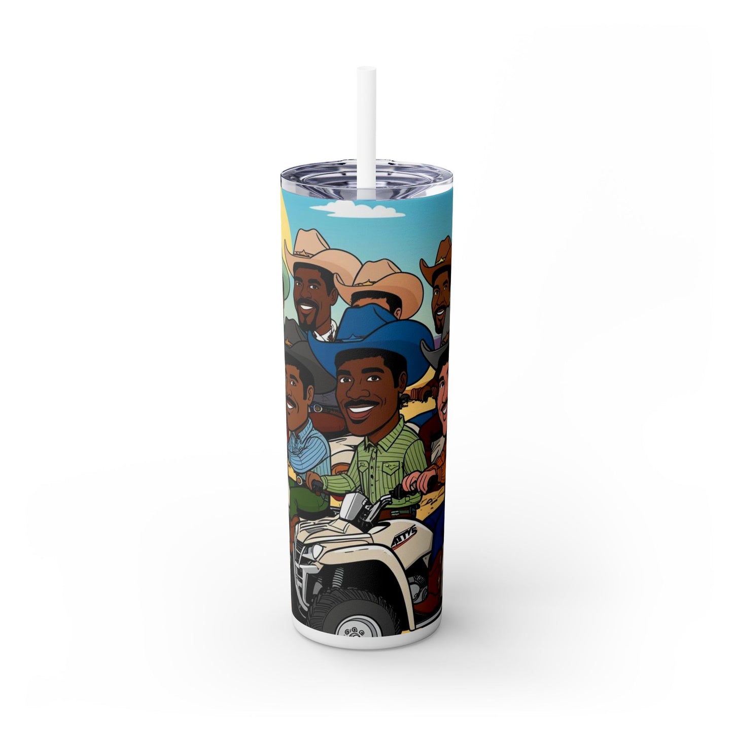 Retro Cowboy Adventure Skinny Tumbler with Straw 20oz