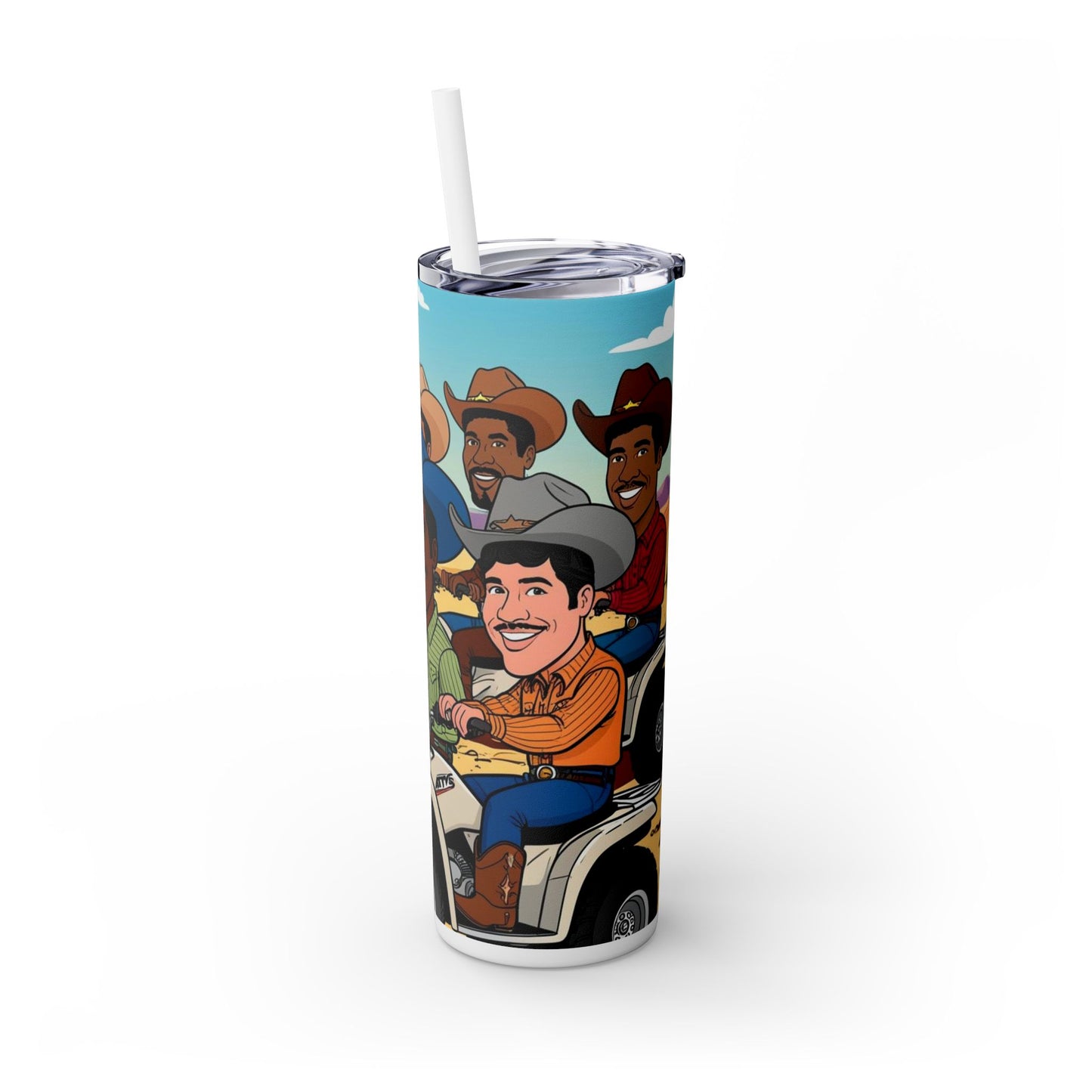 Retro Cowboy Adventure Skinny Tumbler with Straw 20oz