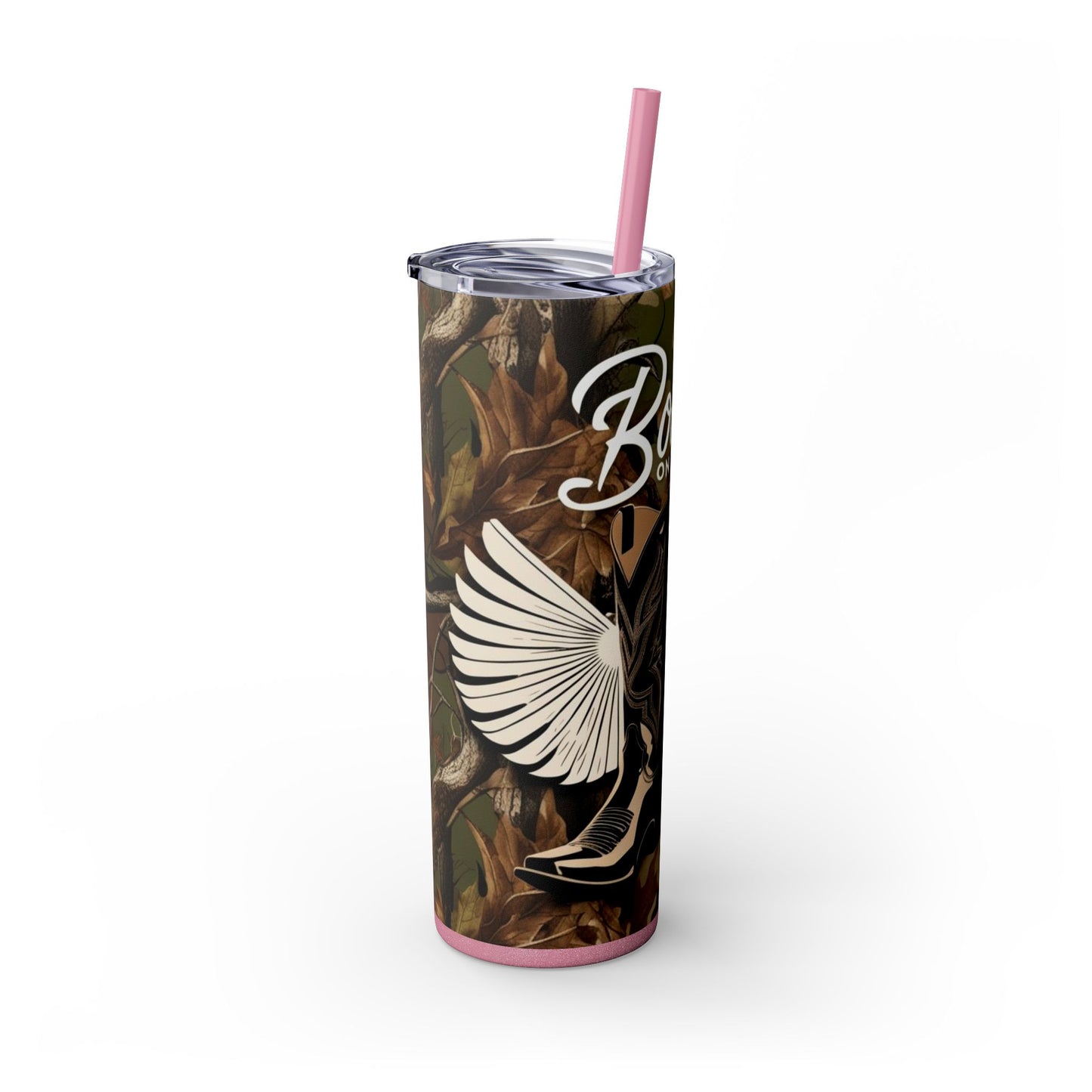Boots On The Ground Skinny Tumbler with Straw, 20oz