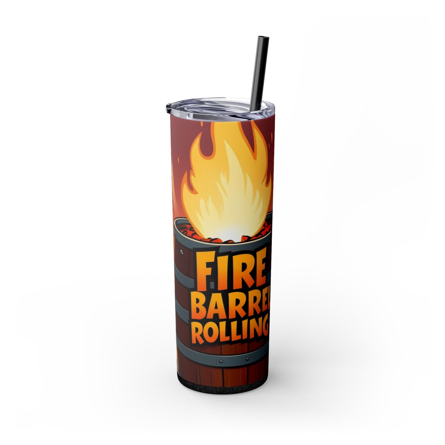 Fire Barrel Rolling 20oz Skinny Tumbler with Straw