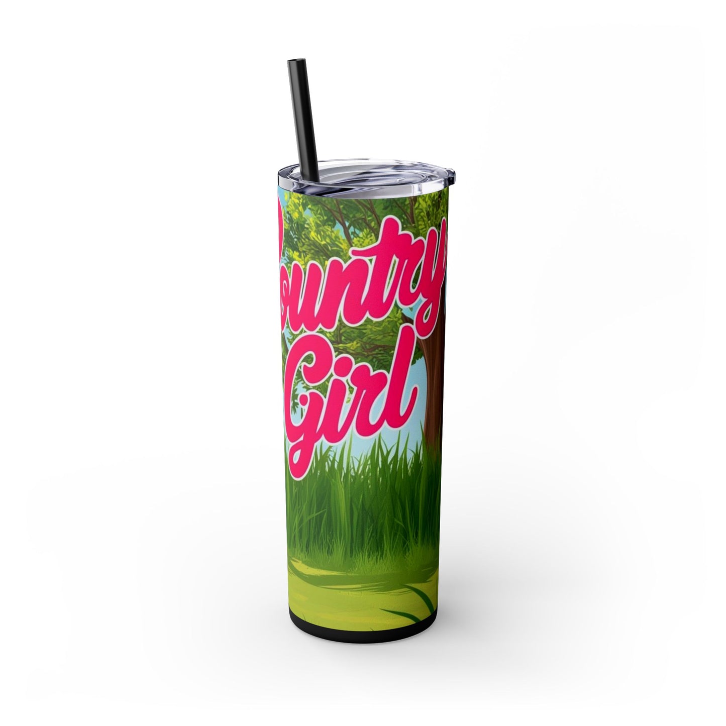 Country Girl Skinny Tumbler with Straw, 20oz
