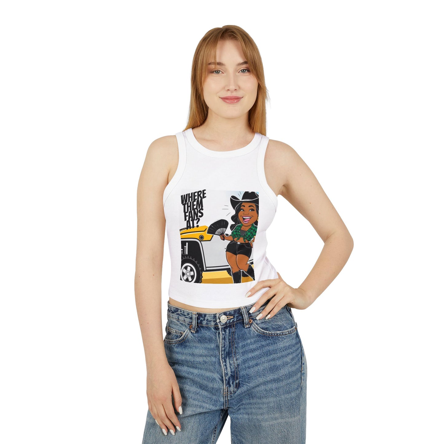 Where Them Fans At? Women's Micro Rib Racer Tank Top