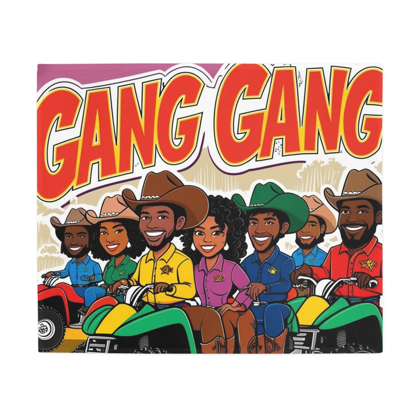 Group ATV Cartoon Plush Fleece Blanket