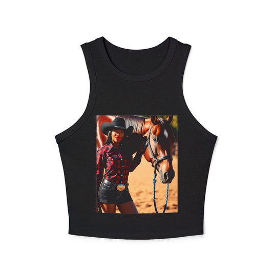 Black Beauty Micro Rib Racer Tank Top