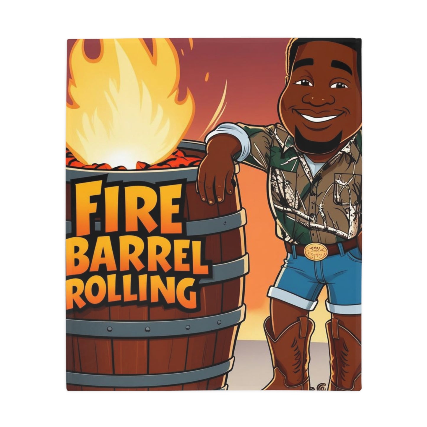 Fire Barrel Rolling Plush Fleece Blanket