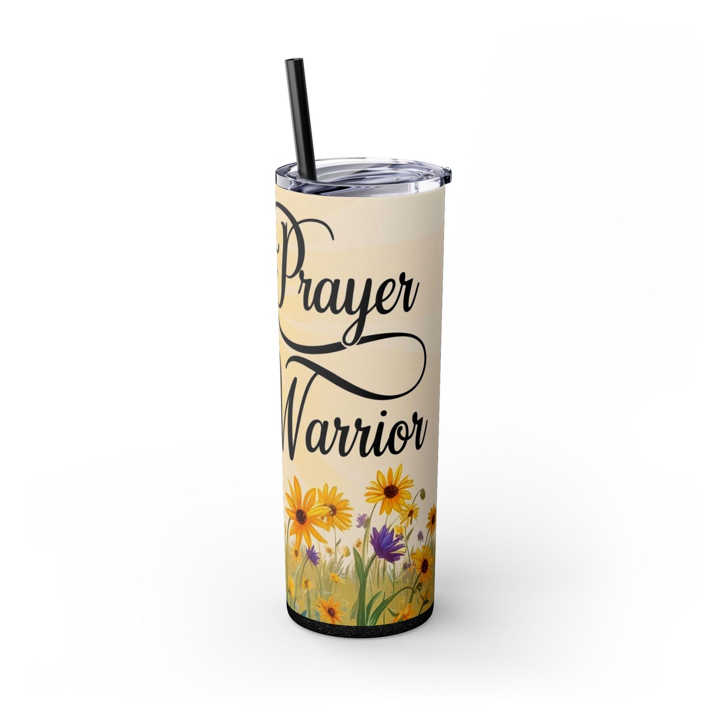 Prayer Warrior Skinny Tumbler with Straw, 20oz