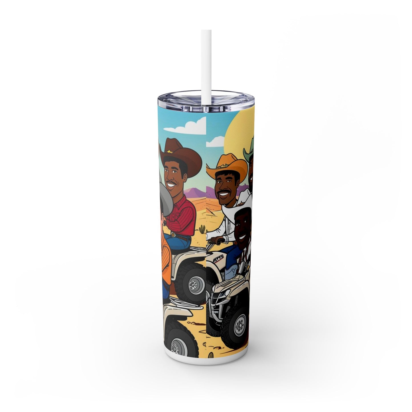Retro Cowboy Adventure Skinny Tumbler with Straw 20oz