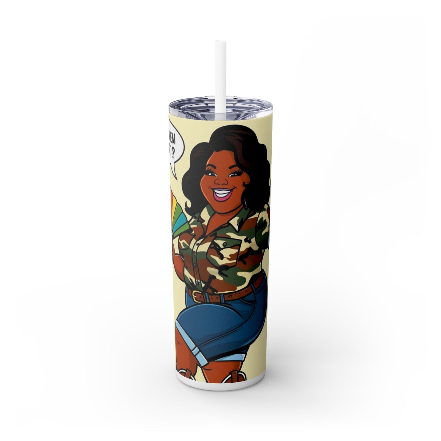 Where Them Fans At? Skinny Tumbler with Straw, 20oz