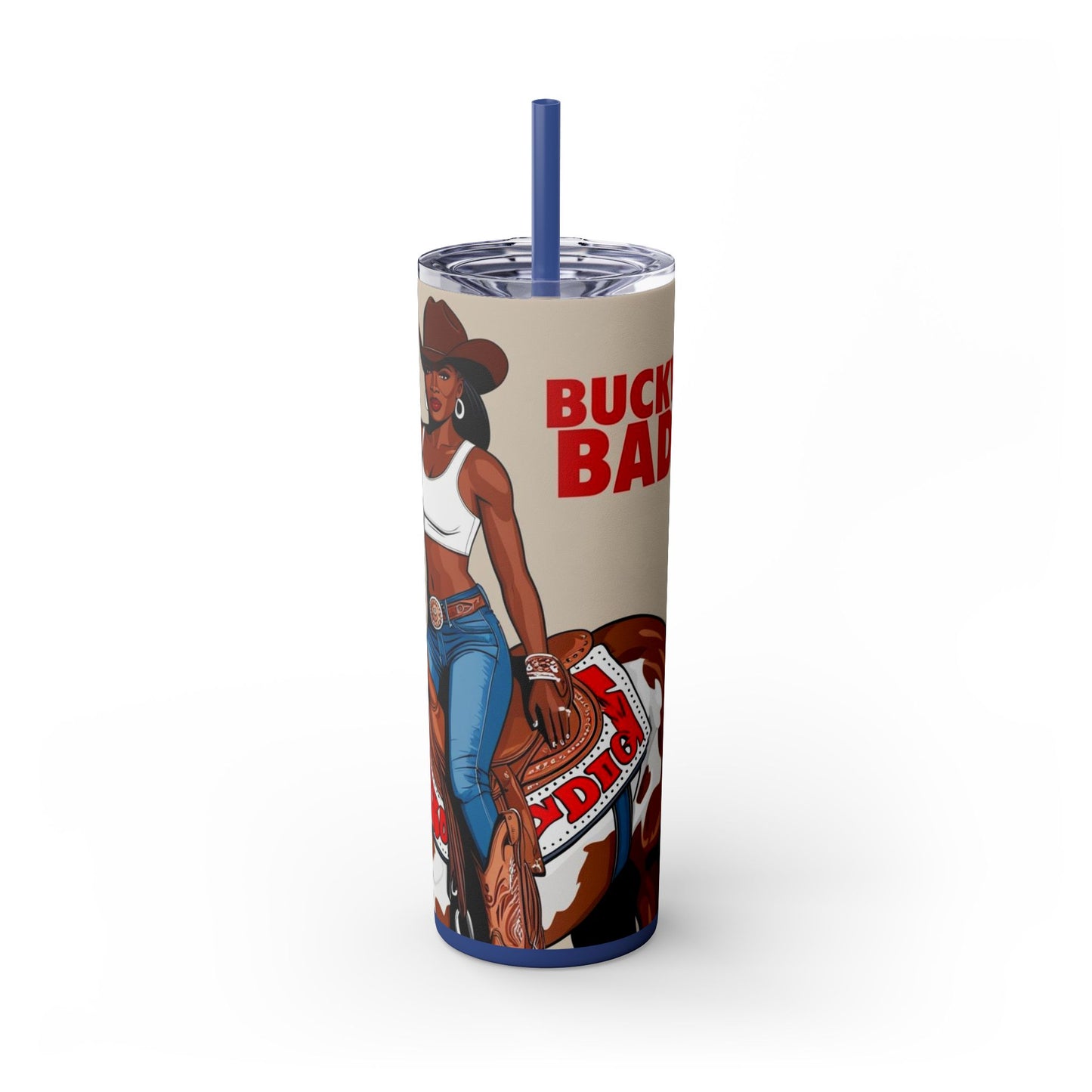 Buckwild Baddie Skinny Tumbler with Straw, 20oz