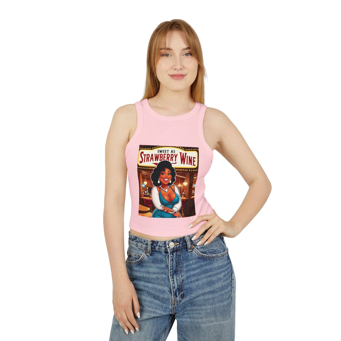 Sweet as Strawberry Wine Racer Tank Top for Women