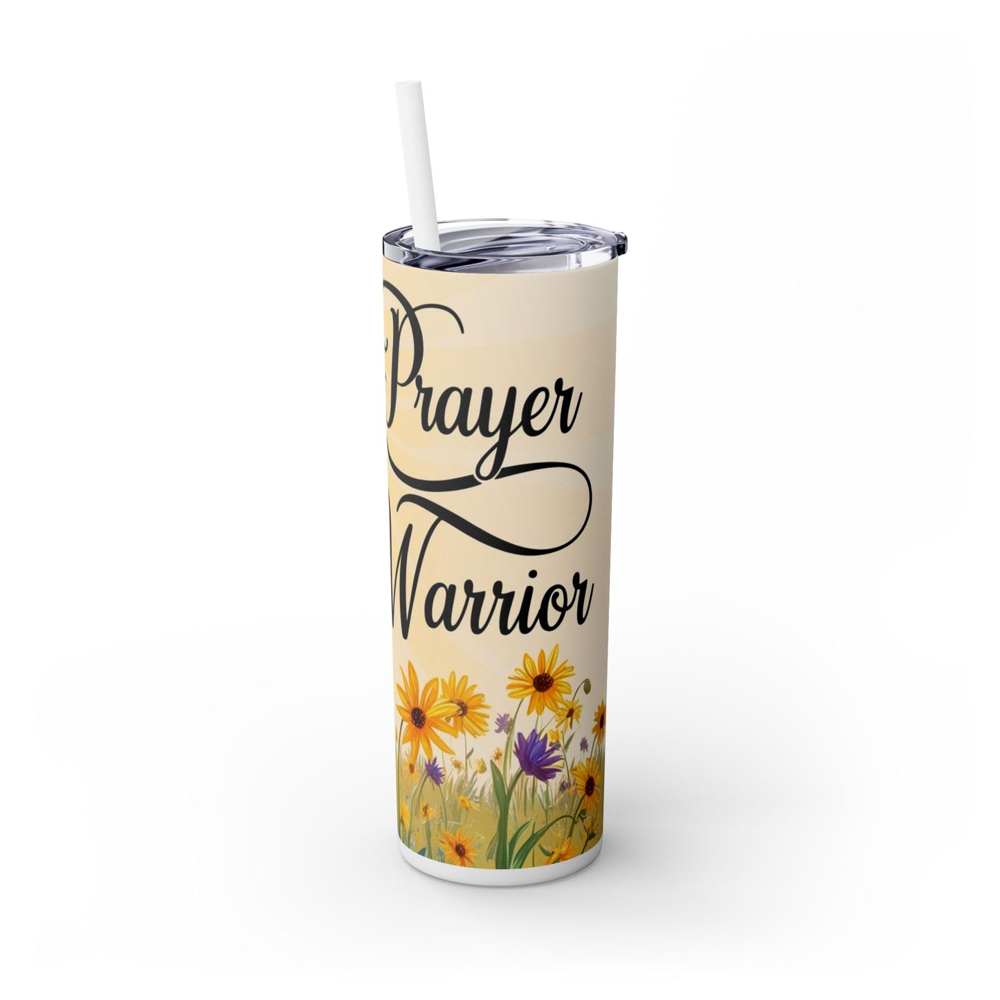 Prayer Warrior Skinny Tumbler with Straw, 20oz