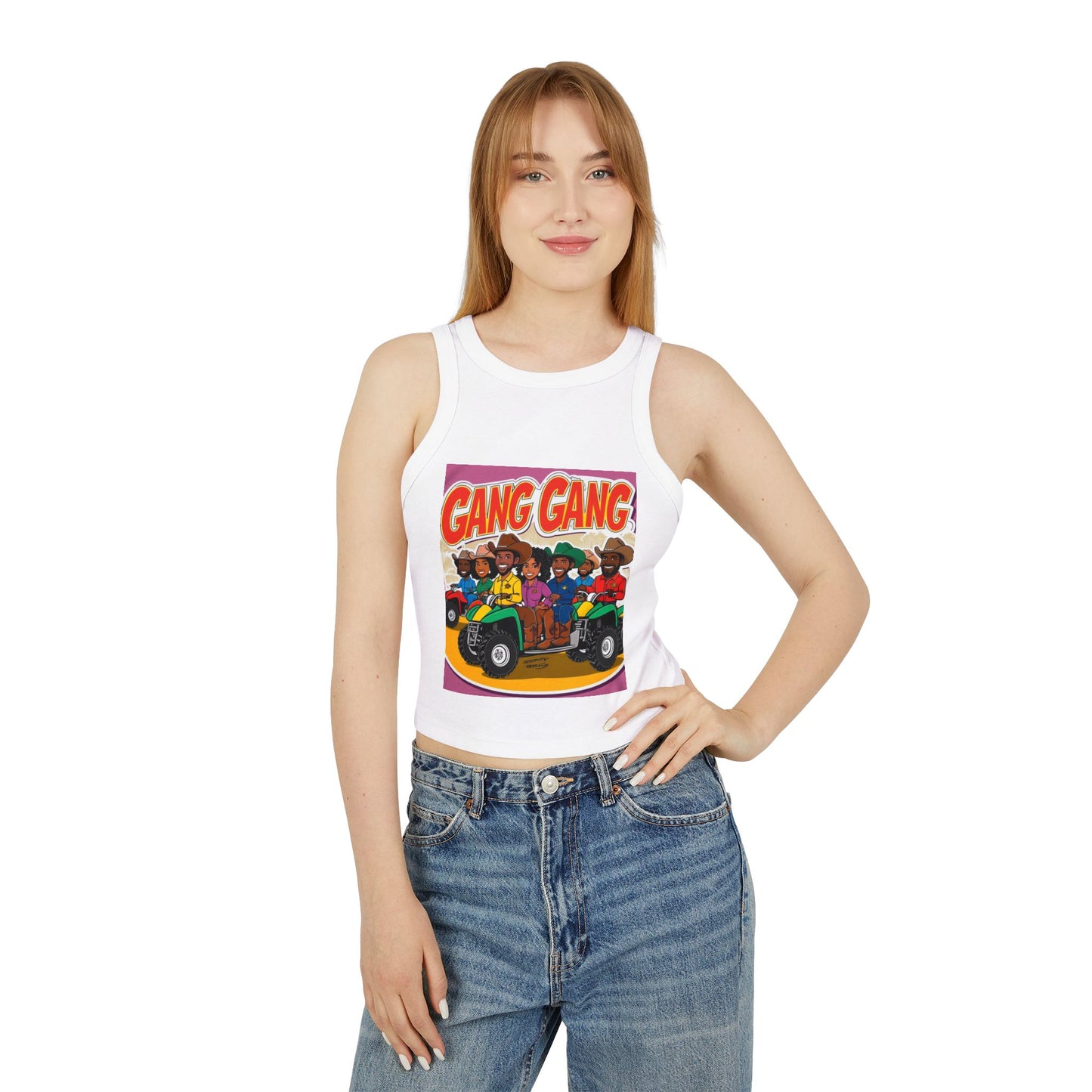 Group ATV Cartoon Micro Rib Racer Tank Top