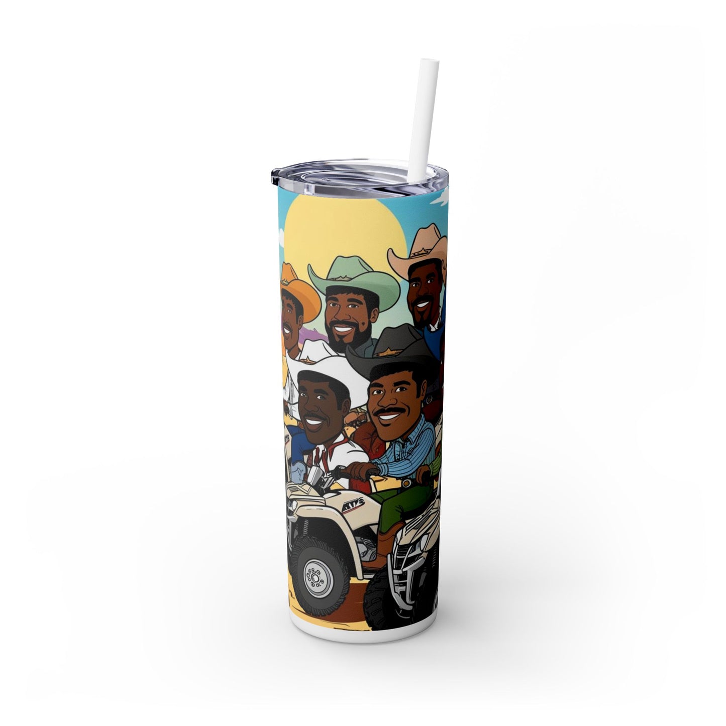 Retro Cowboy Adventure Skinny Tumbler with Straw 20oz