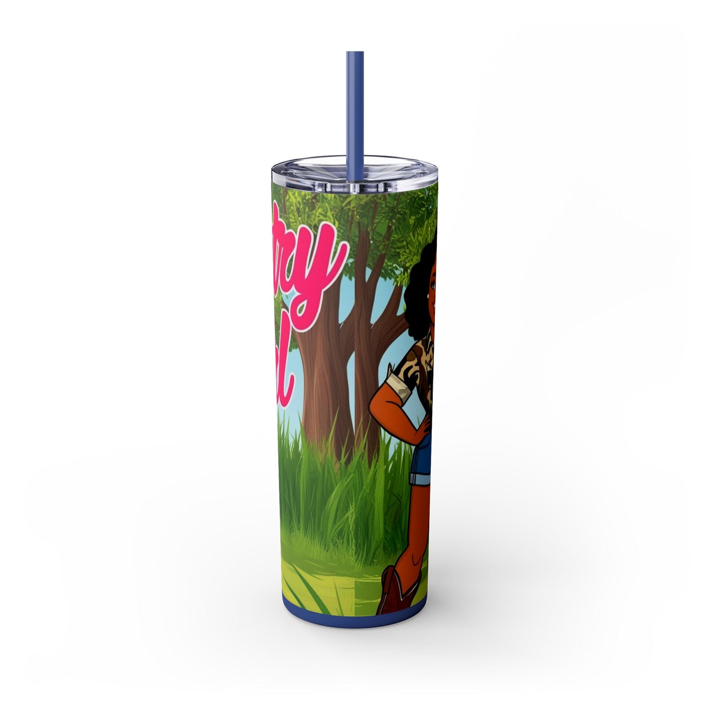 Country Girl Skinny Tumbler with Straw, 20oz