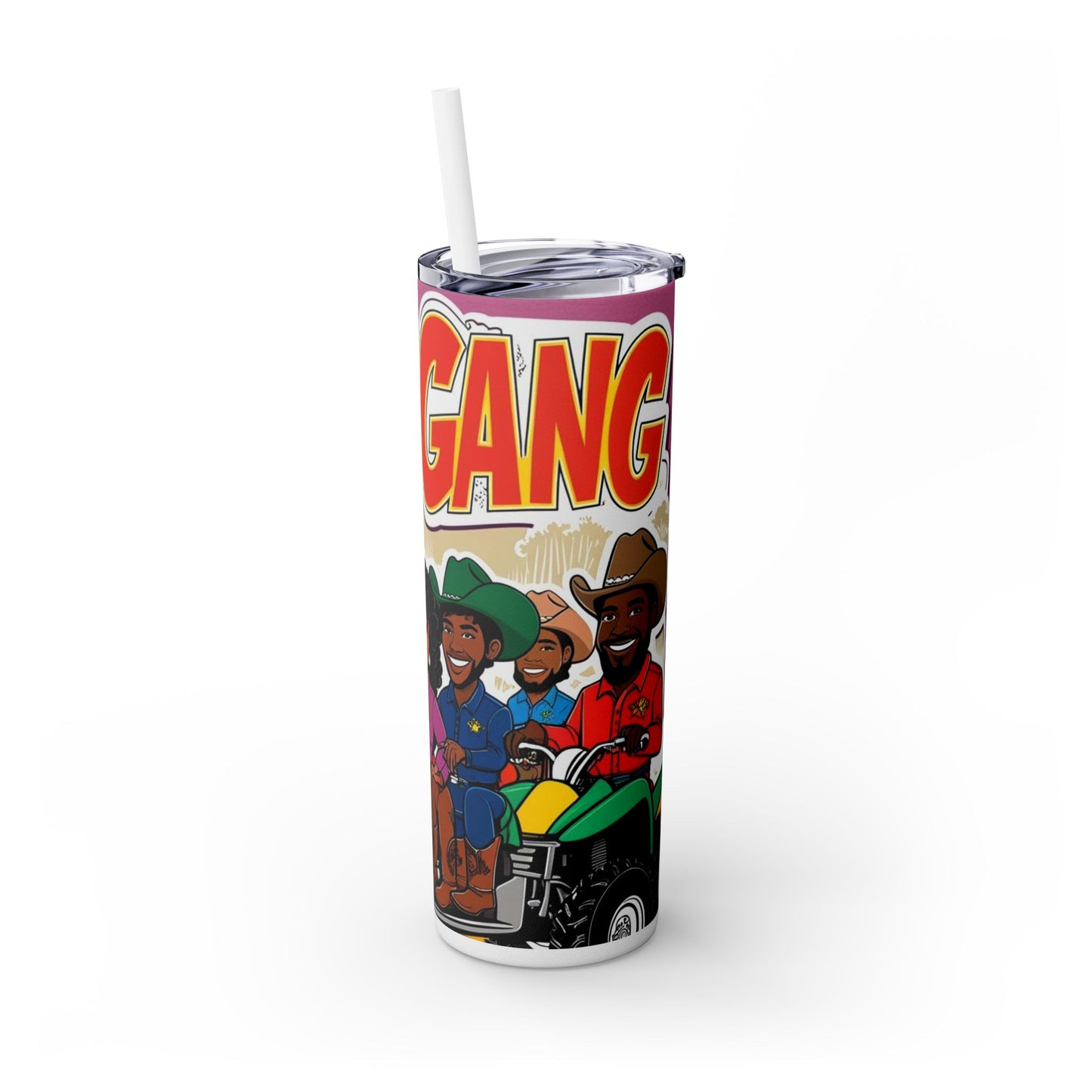 Group ATV Cartoon Skinny Tumbler with Straw 20oz