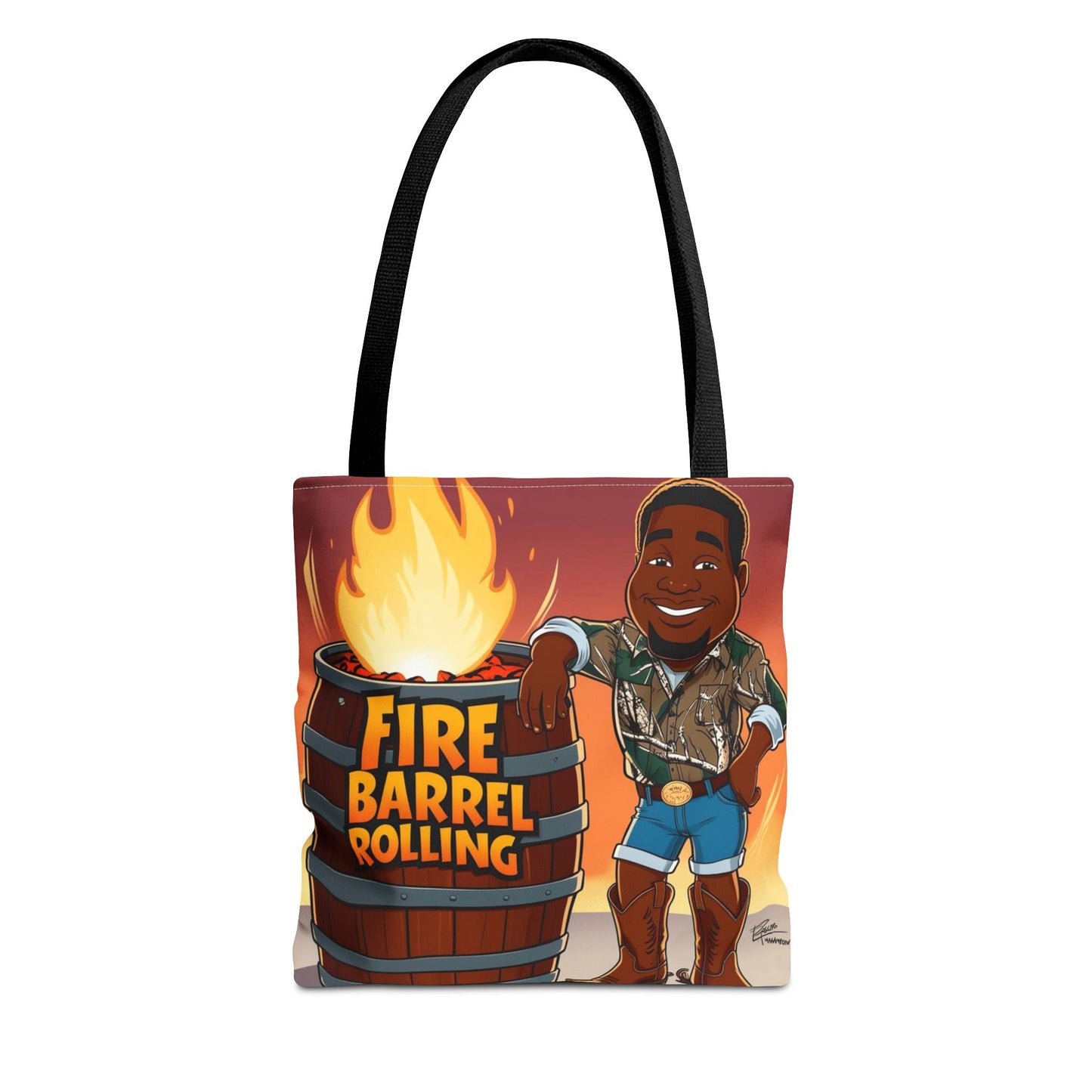 Fire Barrel Rolling Tote Bag
