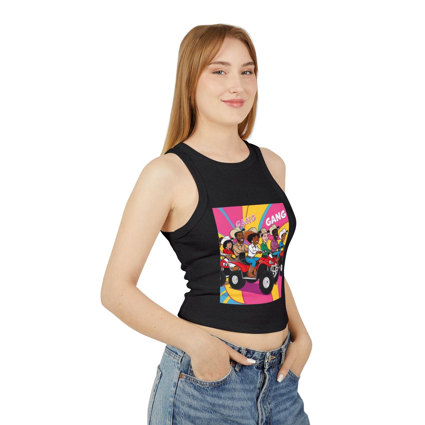 Retro Quad Gang Women's Micro Rib Racer Tank Top