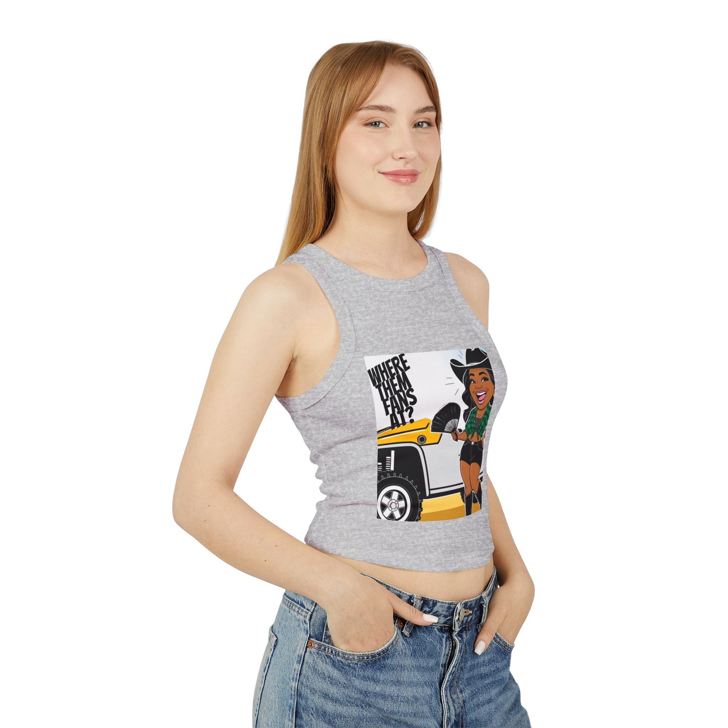 Where Them Fans At? Women's Micro Rib Racer Tank Top