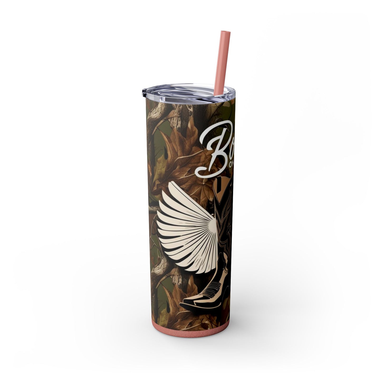 Boots On The Ground Skinny Tumbler with Straw, 20oz