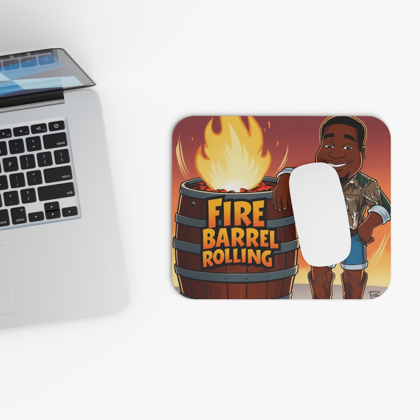 Fire Barrel Rolling Mouse Pad