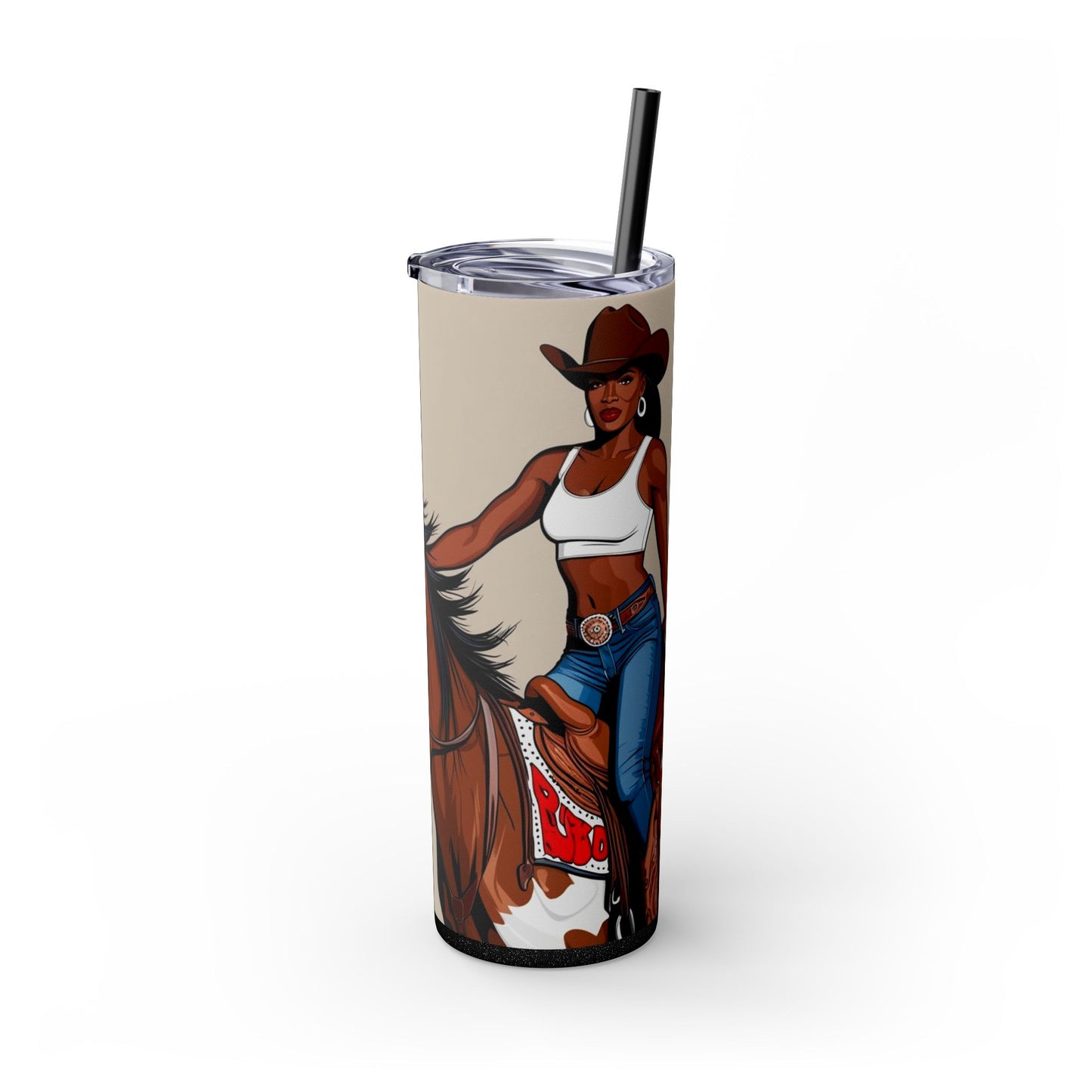Buckwild Baddie Skinny Tumbler with Straw, 20oz